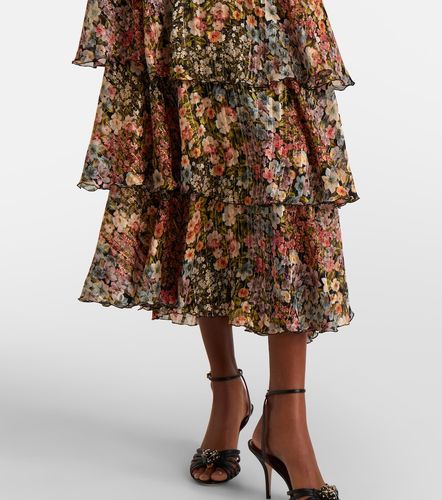 Jupe midi en soie à fleurs - Valentino Garavani - Modalova