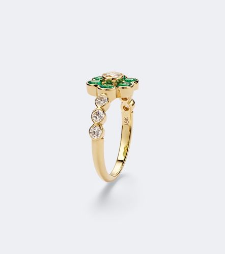 Bague Flora en or 18 ct, émeraudes et diamants - Anita Ko - Modalova