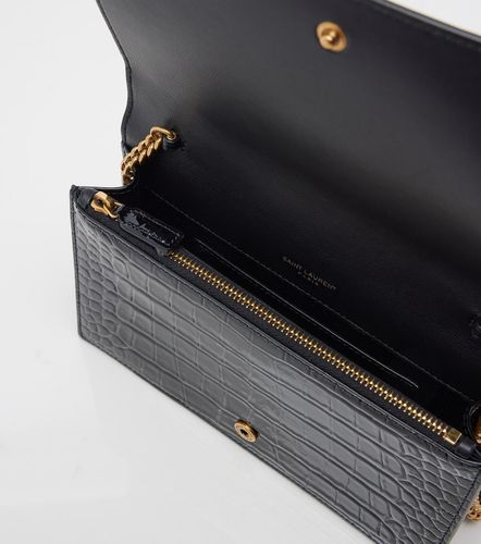 Portefeuille à chaîne Cassandre en cuir façon croco - Saint Laurent - Modalova