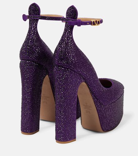 Escarpins Tan-Go à plateau en daim à cristaux - Valentino Garavani - Modalova