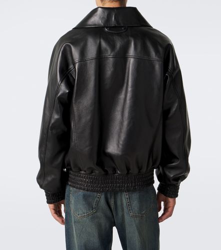 Veste bomber en cuir à logo - Balenciaga - Modalova