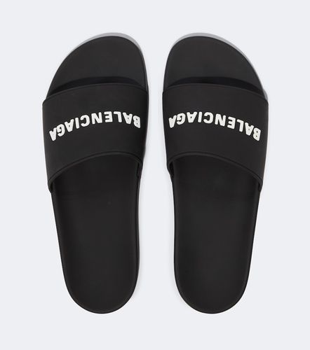 Mules Pool en caoutchouc à logo - Balenciaga - Modalova