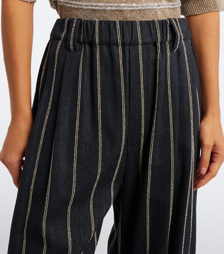 Pantalon ample en coton et lin à rayures - Brunello Cucinelli - Modalova