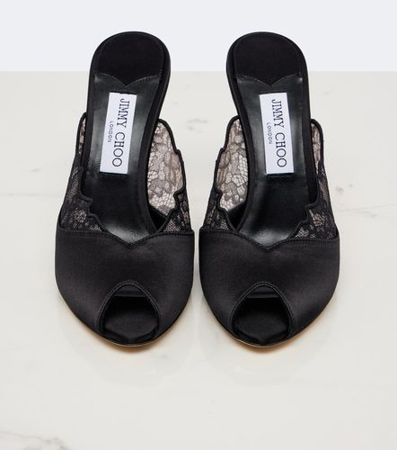 Mules Brigitte en satin à dentelle - Jimmy Choo - Modalova