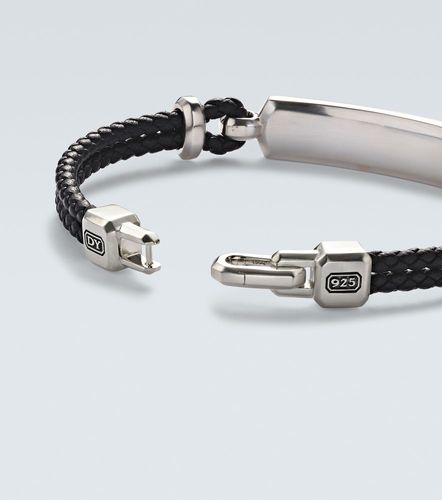 Bracelet structuré en argent sterling, cuir et onyx - David Yurman - Modalova