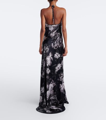 Robe longue en soie à fleurs - Roberto Cavalli - Modalova