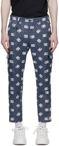 Pantalon cargo bleu à motif en tissu jacquard - Dolce & Gabbana - Modalova