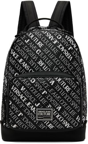 Sac à dos noir à motif à logo - Versace Jeans Couture - Modalova