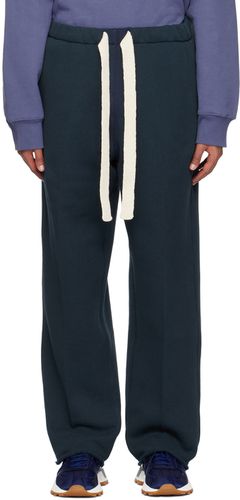 Pantalon de détente bleu marine à logo brodé - Recto - Modalova