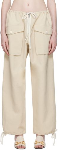 Pantalon beige à glissière visible - Gucci - Modalova