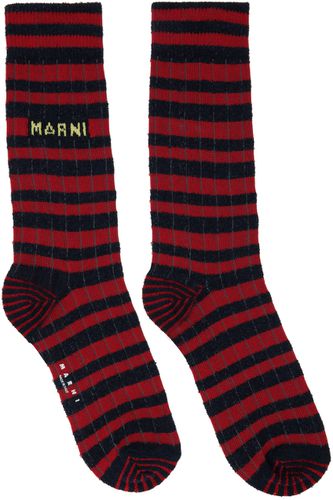 Chaussettes noir et rouge à rayures - Marni - Modalova