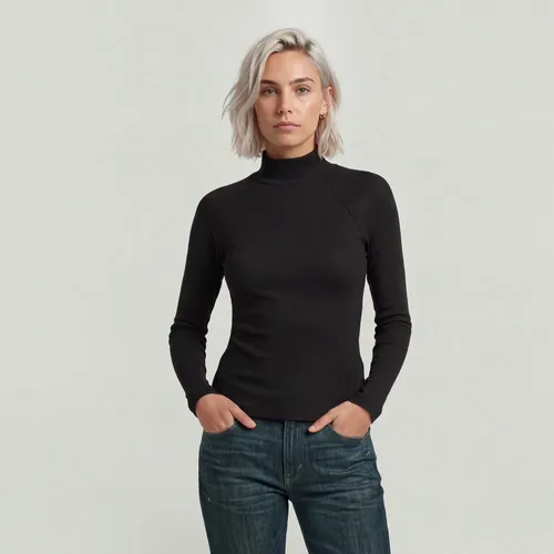 Slim Rib Mock Neck - Noir - Femmes - G-Star RAW - Modalova