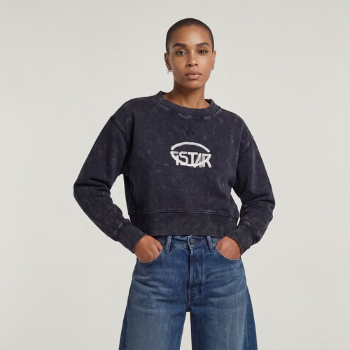 Sweat Overdyed Cropped Logo Loose - s - G-Star RAW - Modalova