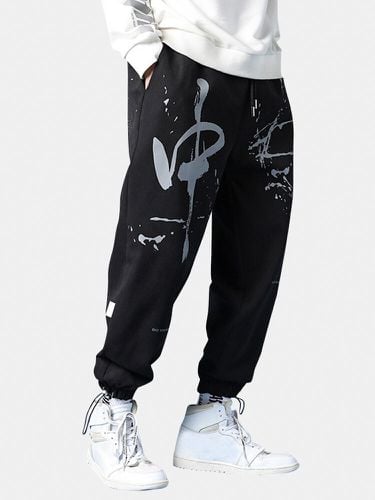Pantalon de jogging en velours avec cordon de serrage imprimé graffiti Plus - Newchic - Modalova