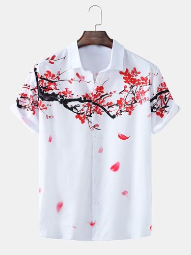 Chemises à manches courtes à revers imprimé fleur de pruniers - ChArmkpR - Modalova