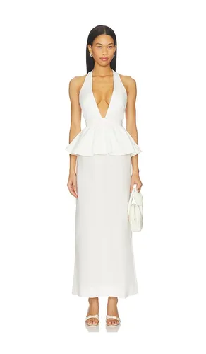 ROBE MAXI PÉPLUM SOLID DEEP-V en . Taille M. Also en XS - ADRIANA DEGREAS - Modalova
