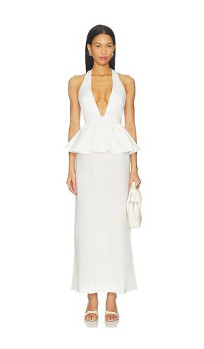 ROBE MAXI PÉPLUM SOLID DEEP-V en . Taille S. Also en M - ADRIANA DEGREAS - Modalova