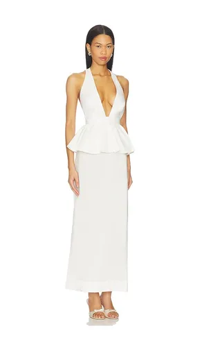 ROBE MAXI PÉPLUM SOLID DEEP-V en . Taille M. Also en XS - ADRIANA DEGREAS - Modalova