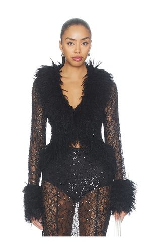 Simone Beaded Lace Fur Trim Cardigan en . Taille L. Also en M, S - AFRM - Modalova