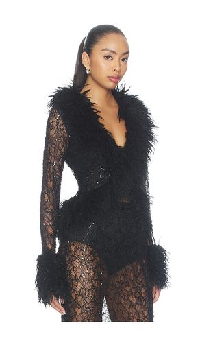 Simone Beaded Lace Fur Trim Cardigan en . Taille L. Also en M, S - AFRM - Modalova