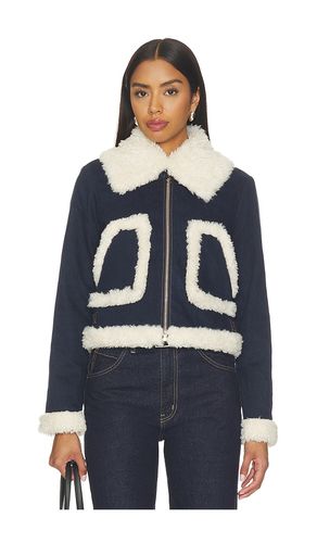 BLOUSON AVIATEUR EN JEAN CROPPED IMITATION PEAU LAINÉE ISAIAH en . Taille L. Also en S, XS - Alice + Olivia - Modalova