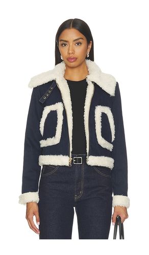 BLOUSON AVIATEUR EN JEAN CROPPED IMITATION PEAU LAINÉE ISAIAH en . Taille L. Also en S, XS - Alice + Olivia - Modalova