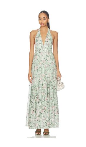Maura Embroidered Deep V Halter Tiered Maxi Dress in . Size 10. Also in - Alice + Olivia - Modalova