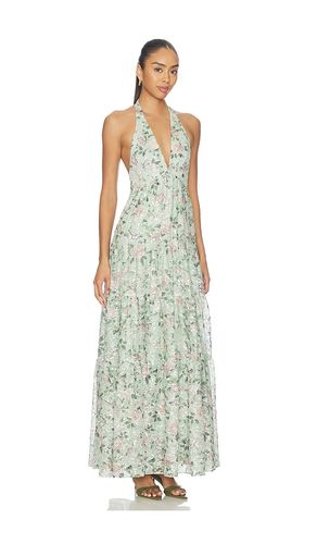 Maura Embroidered Deep V Halter Tiered Maxi Dress in . Size 10. Also in - Alice + Olivia - Modalova