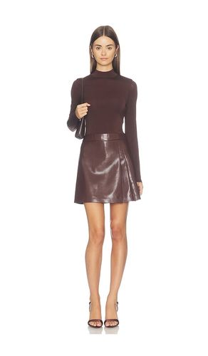 ROBE PLISSÉE MINI EN IMITATION CUIR À MANCHES LONGUES ET COL MONTANT CHARA en . Taille 10. Also en 2, 4, 6, 8 - Alice + Olivia - Modalova