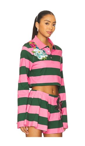 Embroidered Flower Cropped Polo Top en ,. Taille L. Also en S - AREA - Modalova