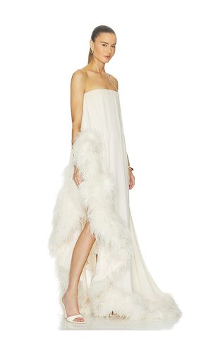 ROBE DE SOIRÉE EN SOIE SANS BRETELLES AVEC GALON EN PLUMES en . Taille L. Also en M, S, XL - Bronx Banco - Modalova