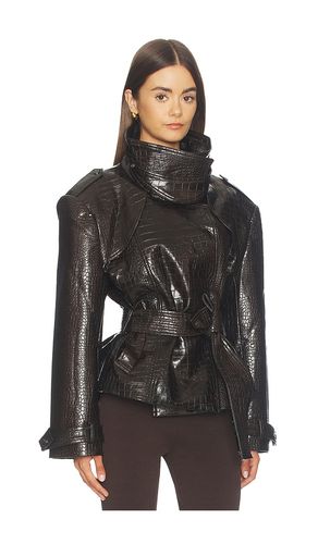 Faux Leather Croc Embossed Belted Jacket en . Taille L. Also en M, S, XS - Bronx Banco - Modalova