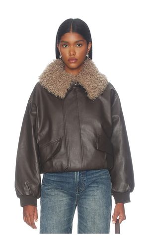 Faux Shearling Collar Leather Jacket en . Taille L. Also en M, S - Cubic London - Modalova
