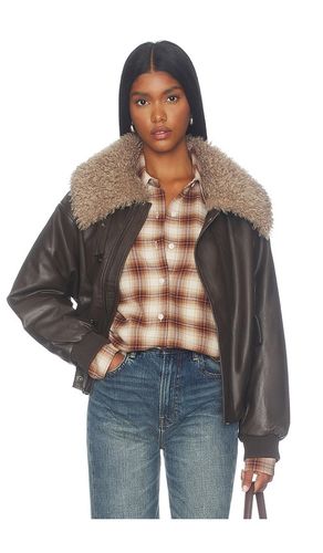 Faux Shearling Collar Leather Jacket en . Taille L. Also en M, S - Cubic London - Modalova