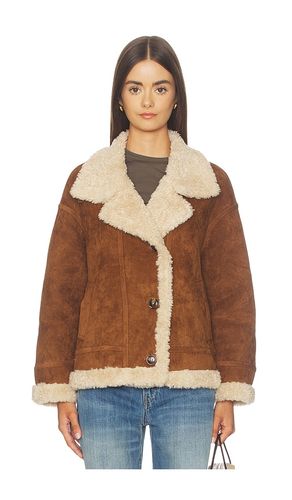 BLOUSON CROPPED OVERSIZED IMITATION PEAU LAINÉE en - Cubic London - Modalova