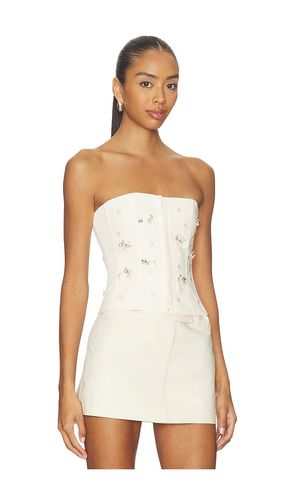 Embellished Twill Corset Top en Ivory en . Taille L. Also en M, S, XL, XS, XXS - GUIZIO - Modalova