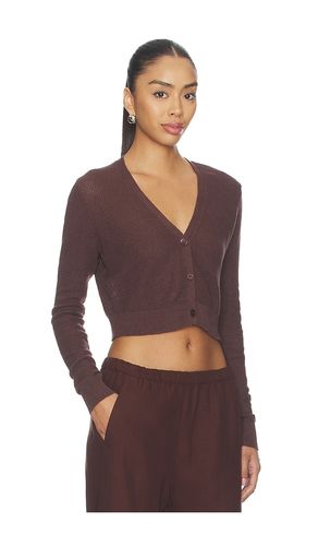 GILET CROPPED EN LIN À COL EN V ET MAILLE AJOURÉE en . Taille L. Also en M, S - Enza Costa - Modalova
