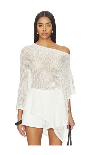 Linen Open Knit Poncho in - Enza Costa - Modalova