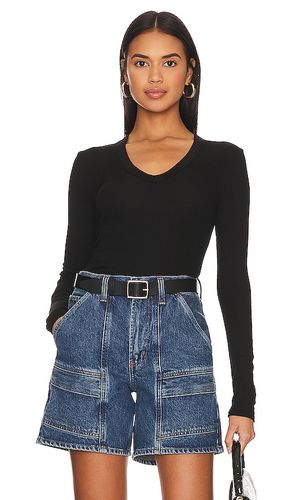 Rib Bold Long Sleeve U Top in . Size M. Also in L, S, XS - Enza Costa - Modalova