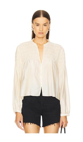Smocked Collarless Blouse in . Size XL - FRAME - Modalova