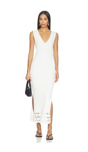 ROBE FINE COTTON RIB CROCHET V-NECK en . Taille XS. Also en M - Ganni - Modalova