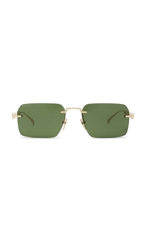 Rectangular Bamboo Metal Sunglasses in - Gucci - Modalova