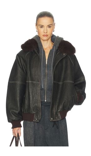 The Oversized Leather Bomber With Faux Fur Collar in . Size M. Also in - Helsa - Modalova