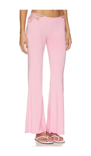 Valentina Solid Low Rise Long Pant With Embroidered Rose Kerawang Detail in . Size L. Also in M, S, XS - Indah - Modalova