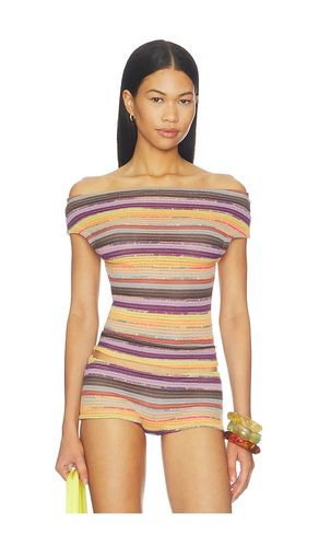 TOP ASYMÉTRIQUE EN MAILLE À RAYURES MULTICOLORES CATA en . Taille L. Also en M - Jaded London - Modalova
