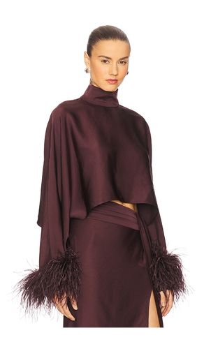 Lightweight Satin Caftan Top With Feathers en . Taille S. Also en - LaPointe - Modalova