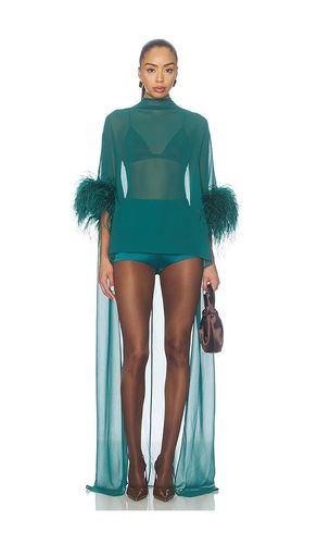 Lightweight Georgette High Low Mock Neck Top With Feathers en . Taille L. Also en XS - LaPointe - Modalova