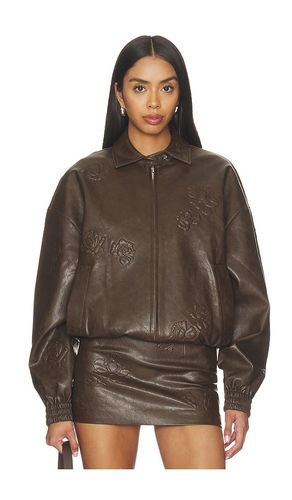 BLOUSON FAUX LEATHER FLORAL IMPRINTED BASEBALL en . Taille 36/4. Also en 42/10 - Markgong - Modalova