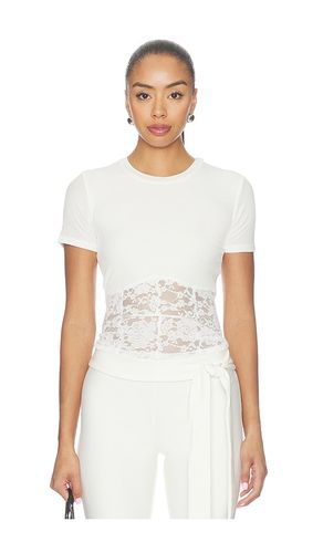 T-SHIRT À MANCHES COURTES EN DENTELLE CÔTELÉE EMBER en . Taille L. Also en M, S, XL, XS - Michael Lauren - Modalova