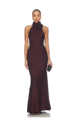 ROBE MAXI EN SATIN CHOCOLAT en . Taille 2/XS. Also en 4/S, 6/SM - Nadine Merabi - Modalova